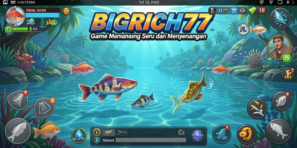 Gameplay seru memancing di BIGRICH77 dengan berbagai ikan menarik.