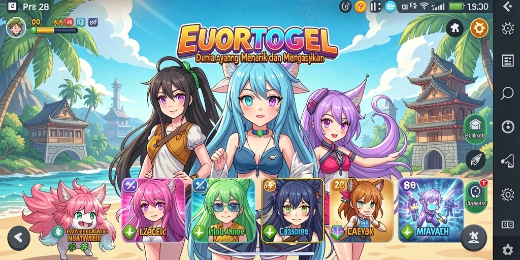 Screenshot gameplay EUROTOGEL menampilkan aksi seru di dunia anime.