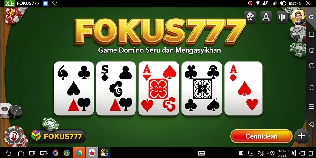 Tampilan utama gameplay Domino yang seru di FOKUS777.
