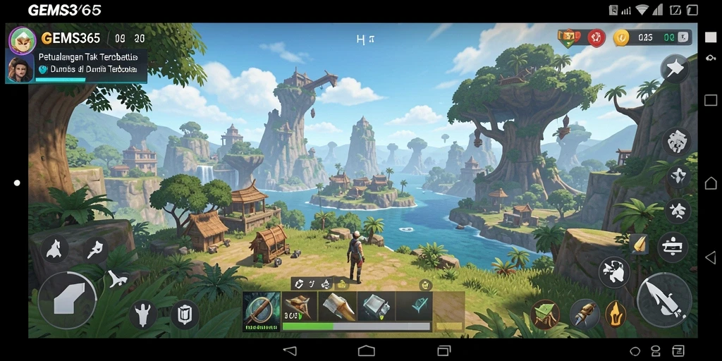 Tampilan gameplay <strong>GEMS365</strong> yang memukau dalam dunia terbuka.