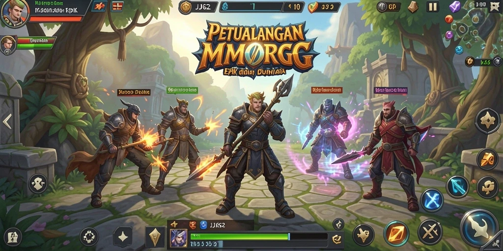 Tangkapan layar utama JJ62 menampilkan aksi seru dalam pertempuran MMORPG.