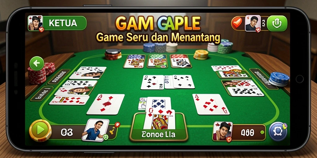 Screenshot gameplay KETUA yang menampilkan serunya bermain Gaple.