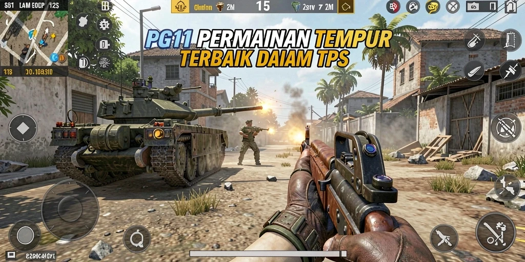 Screenshot PG11 menunjukkan aksi tempur yang intens dalam game TPS.