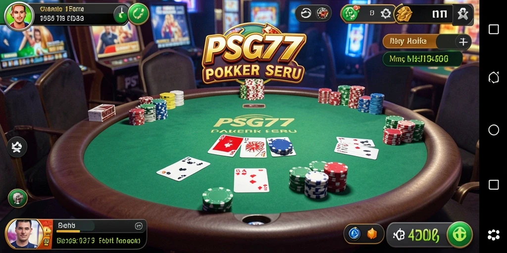 Tampilan gameplay menarik dari aplikasi PSG77 saat bermain Poker.