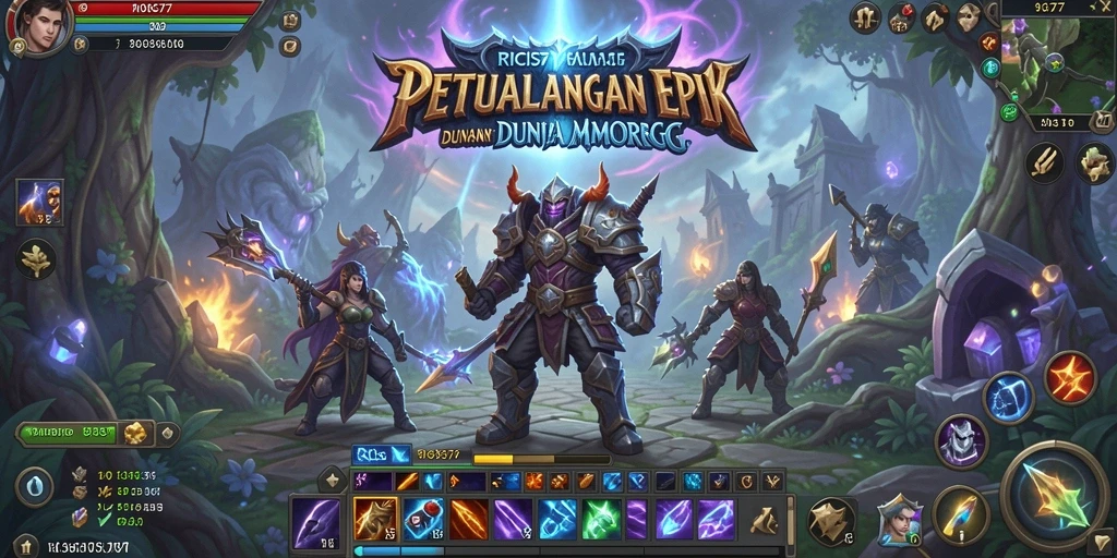 Screenshot gameplay RICIS77 menunjukkan aksi pertempuran seru dalam MMORPG.