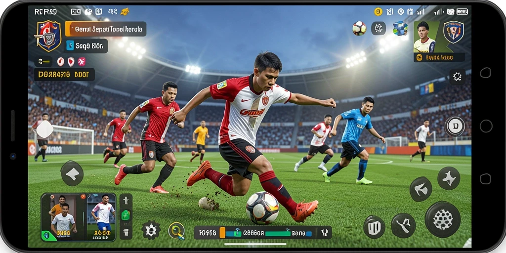 Tampilan gameplay yang mendebarkan dalam game sepak bola RR89.