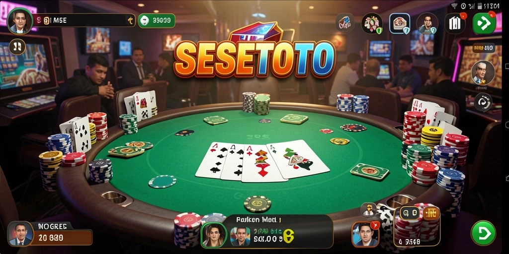 Screenshot gameplay SESETOTO yang menunjukkan suasana meja Poker.
