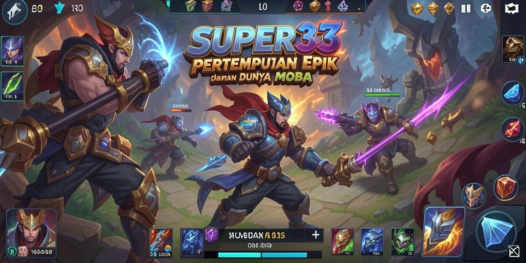 Tangkapan layar SUPER33 menunjukkan aksi pertempuran seru di arena MOBA.